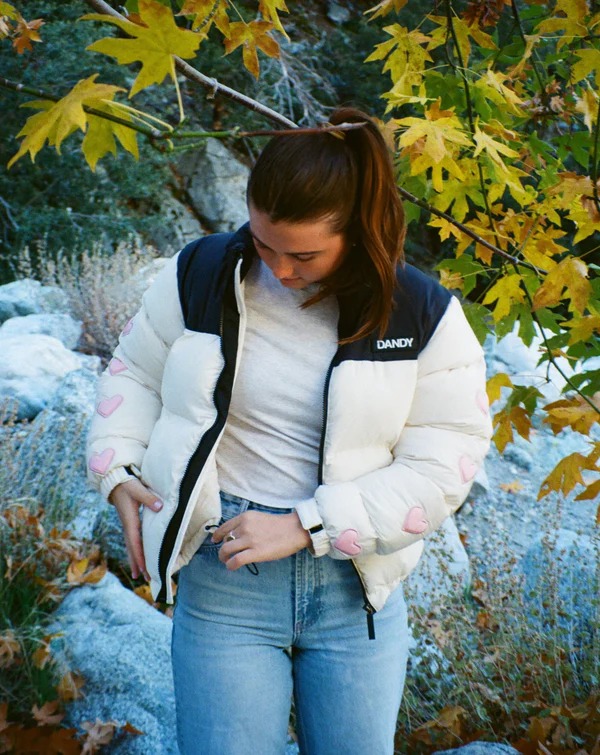 Dandy Heart on My Sleeve Puffer Cream Jacket